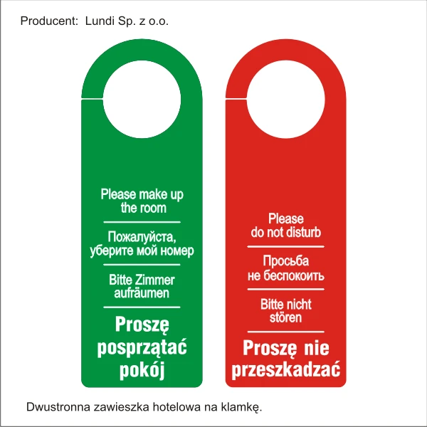 Zawieszka hotelowa na drzwi - dwustronna
