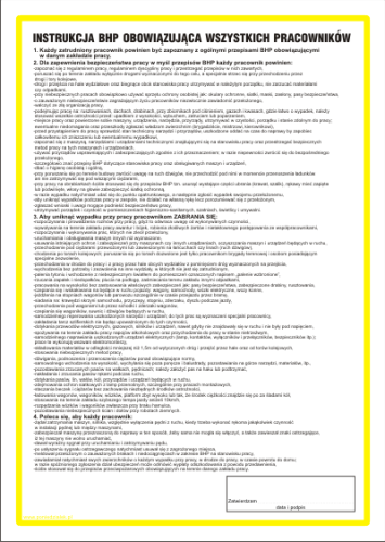 Instrukcja BHP obowiązująca wszystkich pracowników ogólna - BC003
