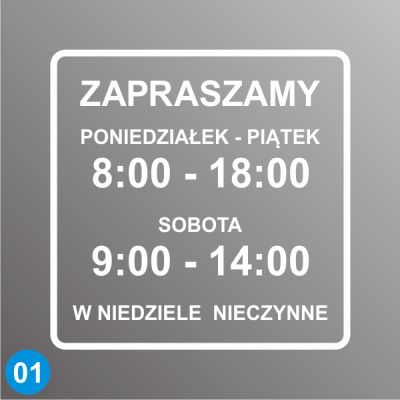 Godziny otwarcia zapraszamy naklejka