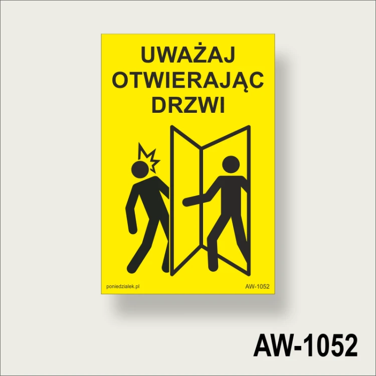 Uważaj-otwierając-drzwi-znak-ostrzegawczy-na-drzwi- Naklejka samoprzylepna