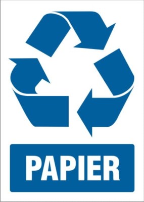 Naklejka na kosz do segregacji odpadów papier niebieska