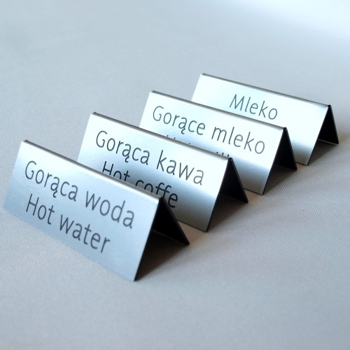 Tabliczka z napisem gorąca woda kolor stalowy szczotkowany