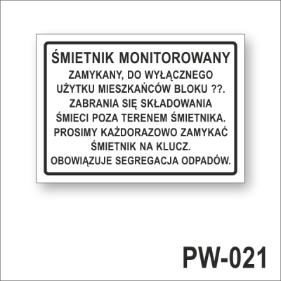 ŚMIETNIK MONITOROWANY zamykany do wyłącznego