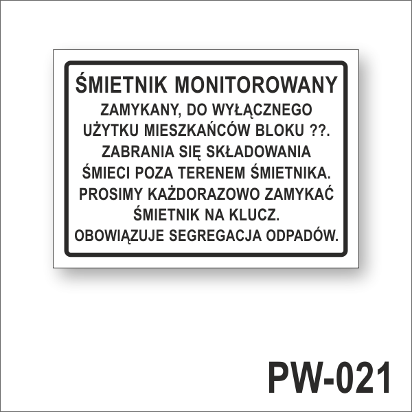 ŚMIETNIK MONITOROWANY zamykany do wyłącznego