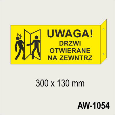 AW-1054 UWAGA! Drzwi otwierane na zewnątrz - tabliczka dwustronna nad drzwi semaforowa.png