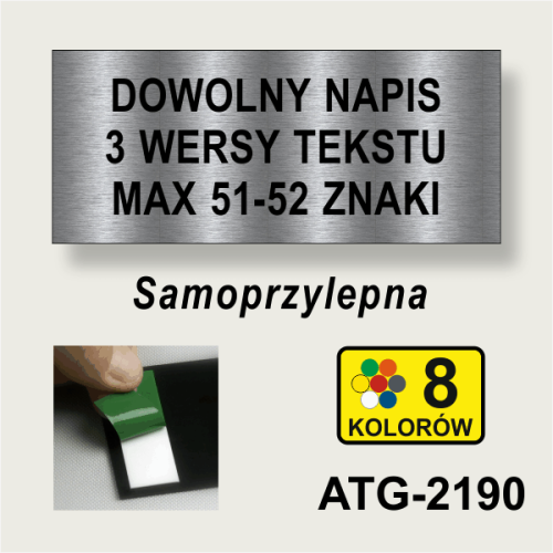 Tabliczka informacyjna z dowolnym napisem  210 x 90 mm. Kilka kolorów do wybrania.