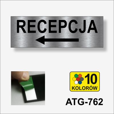 Do recepcji w lewo tabliczka informacyjna hotelowa