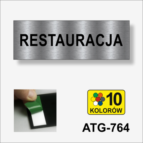 Restauracja tabliczka informacyjna na drzwi.