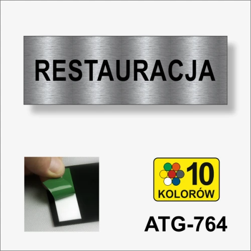 Restauracja tabliczka informacyjna na drzwi.