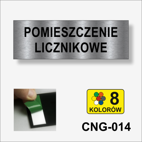 Pomieszczenie licznikowe tabliczka informacyjna na drzwi.