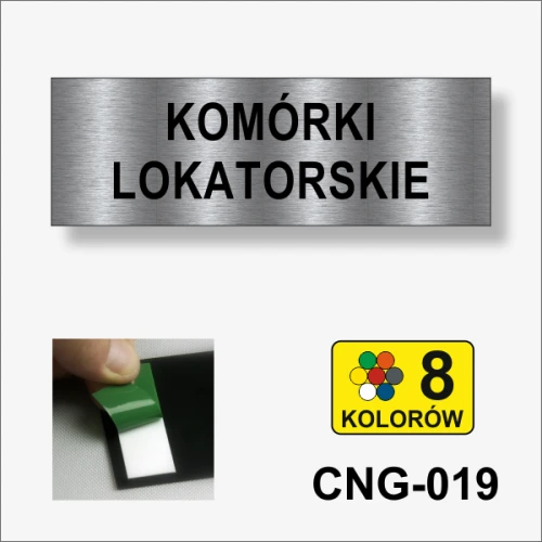Komórki lokatorskie tabliczka informacyjna na drzwi.