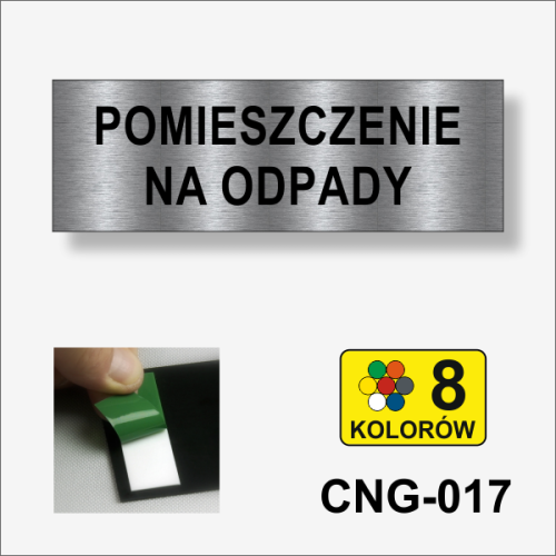 Pomieszczenie na odpady tabliczka informacyjna na drzwi.