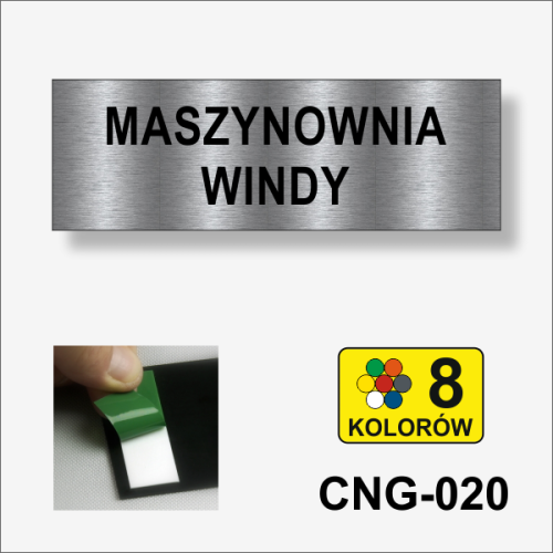 Maszynownia windy tabliczka informacyjna na drzwi.