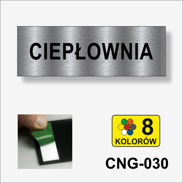 Ciepłownia tabliczka informacyjna na drzwi.