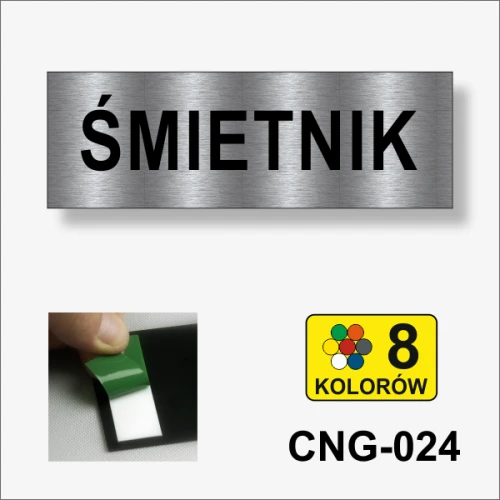 Śmietnik tabliczka informacyjna na drzwi.