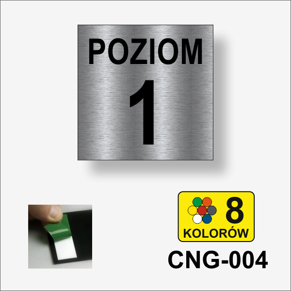 Numer poziomu kondygnacji tabliczka informacyjna 210 x 210 mm. Przykładowa grafika