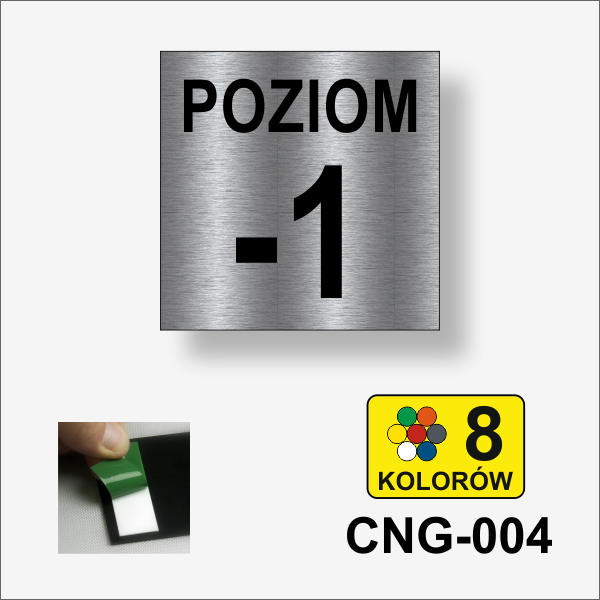 Numer poziomu kondygnacji tabliczka informacyjna 210 x 210 mm. Przykładowa grafika