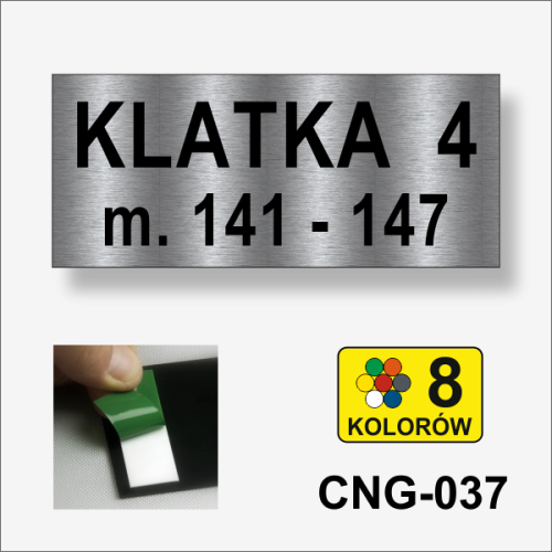 Numer klatki mieszkania od numeru do numeru - tabliczka informacyjna na drzwi 210 x 90 mm.