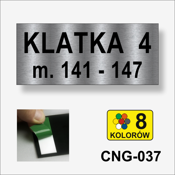 Numer klatki mieszkania od numeru do numeru - tabliczka informacyjna na drzwi 210 x 90 mm.