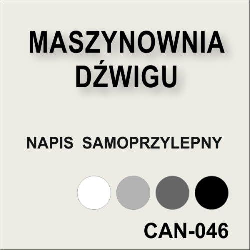 Maszynownia dźwigu Napis samoprzylepny