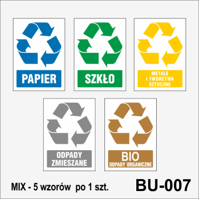 Naklejki na kosze na śmieci zestaw 5 szt.