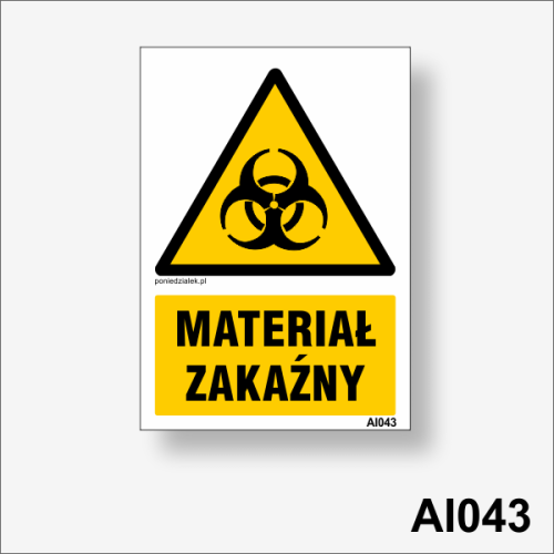 Materiał zakaźny - Naklejka na odpady medyczne.