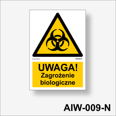 Uwaga! Zagrożenie biologiczne znak ostrzegawczy naklejka.