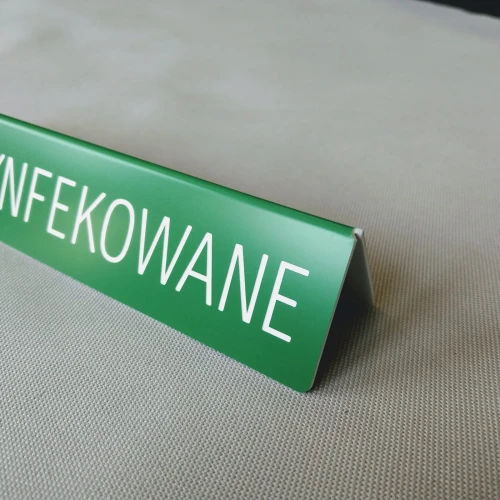 Tabliczka zdezynfekowane grawerowana