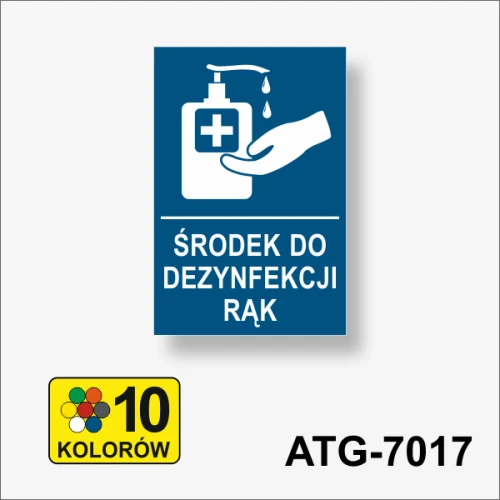 Środek do dezynfekcji rąk. Tabliczka grawerowana
