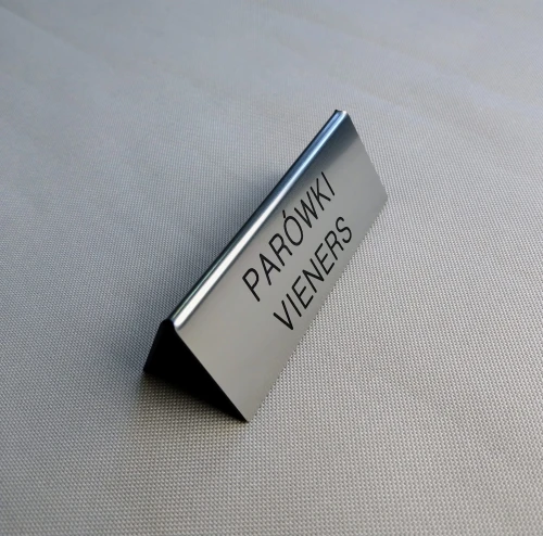 Tabliczka do restauracji z nazwą dania - kolor stalowy szczotkowany