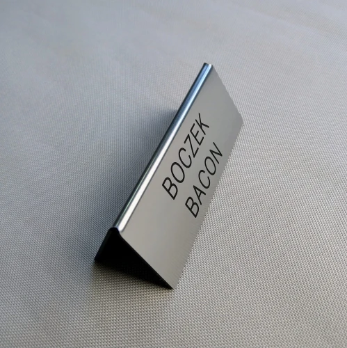 Tabliczka do bufetu w restauracji z nazwą dania - kolor stalowy szczotkowany