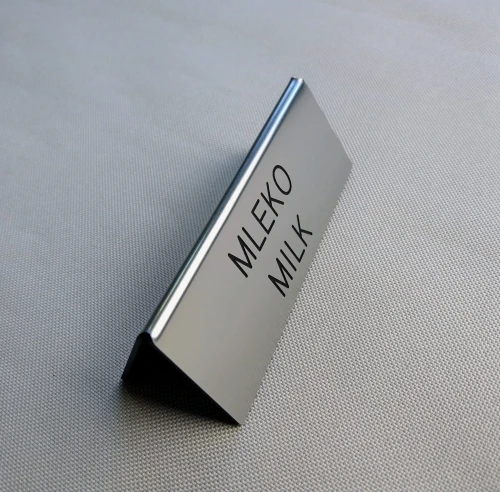 Tabliczka do bufetu w restauracji z nazwą dania - kolor stalowy szczotkowany