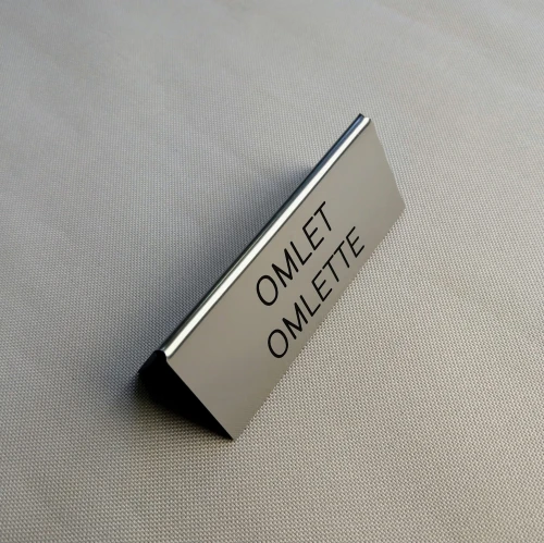 Tabliczka do bufetu śniadaniowego z nazwą dania - kolor stalowy szczotkowany