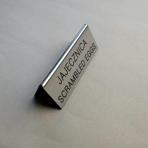 Tabliczka do bufetu śniadaniowego z nazwą dania - kolor stalowy szczotkowany