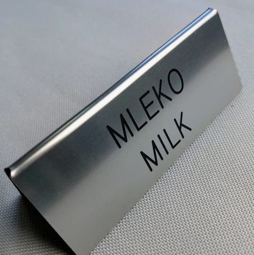 Tabliczka do bufetu śniadaniowego z nazwą dania - kolor stalowy szczotkowany