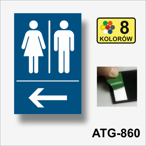 Toaleta w lewo - tabliczka-informacyjna-kierunkowa.
