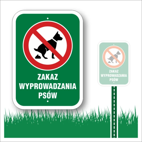 Zakaz wyprowadzania psów tabliczka na trawnik.