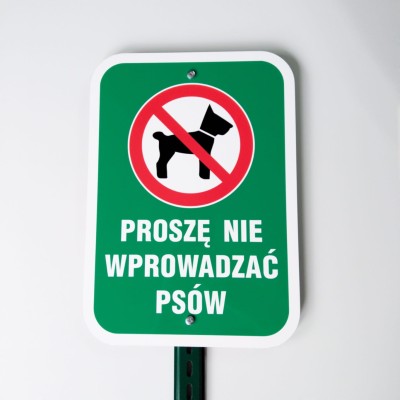 Proszę nie wprowadzać psów Tabliczka na trawnik zielona