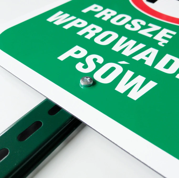 Proszę nie wprowadzać psów Tabliczka na trawnik mocowanie słupka