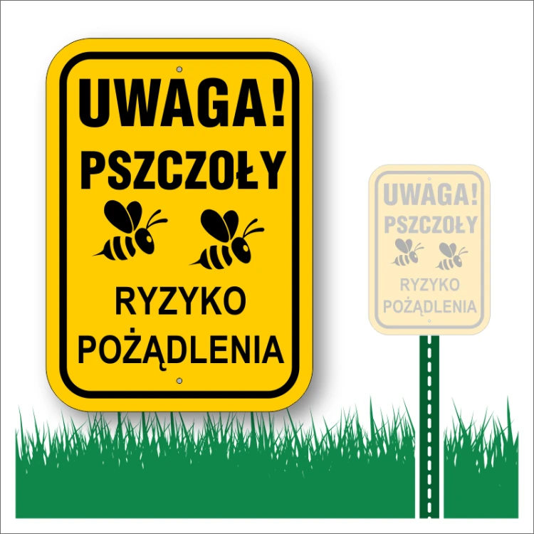8-0010 Uwaga! Pszczoły Ryzyko pożądlenia Tablica ostrzegawcza.png