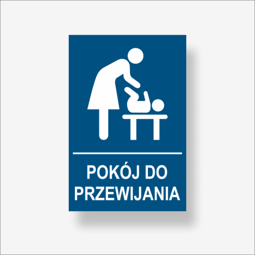 Tabliczka informacyjna na drzwi "Pokój do przewijania dzieci" z opisem