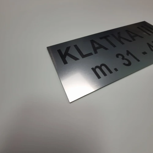 Tabliczka informacyjna grawerowana kolor stalowy szczotkowany