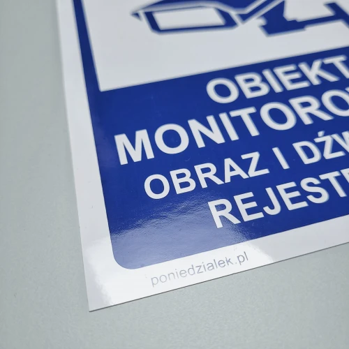 Obiekt monitorowany obraz i dźwięk jest rejestrowany naklejka