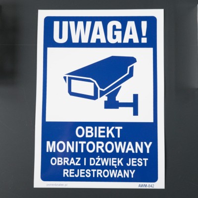 Obiekt monitorowany obraz i dźwięk jest rejestrowany naklejka