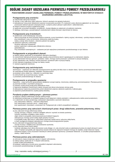 Instrukcja udzielania pomocy przedlekarskiej - BC004