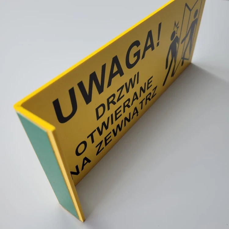 UWAGA! Drzwi otwierane na zewnątrz - tabliczka dwustronna nad drzwi semaforowa - łatwy montaż
