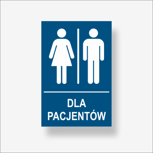 Tabliczka informacyjna na drzwi "Toaleta dla pacjentów" z opisem