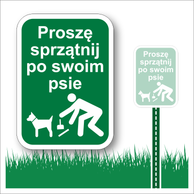 Proszę-sprzątnij-po-swoim-psie-Tabliczka-na-trawnik-zielona-z-białami-napisami