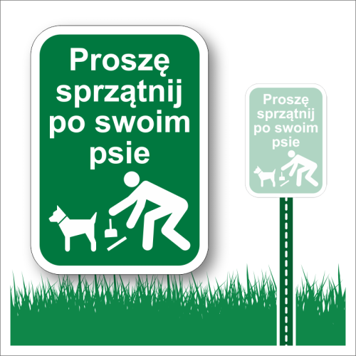Proszę-sprzątnij-po-swoim-psie-Tabliczka-na-trawnik-zielona-z-białami-napisami