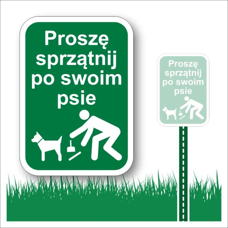 Proszę-sprzątnij-po-swoim-psie-Tabliczka-na-trawnik-zielona-z-białami-napisami